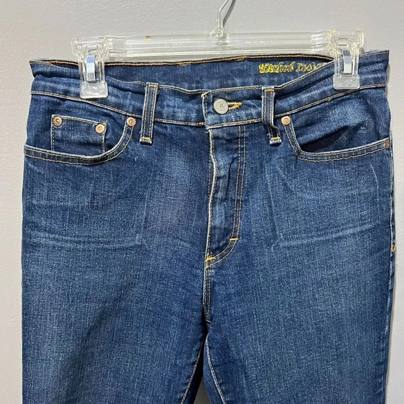 Vtg Y2K Womens Blue Fringe Gems Capri Crop Denim Jeans 8 Hamilton Dungaree - Picture 5 of 13